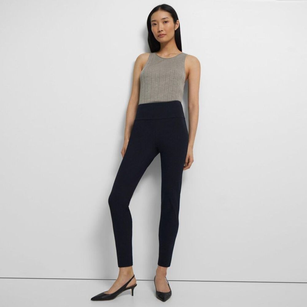 Theory Yoke Legging Stretch Cotton In Navy Ink Petite